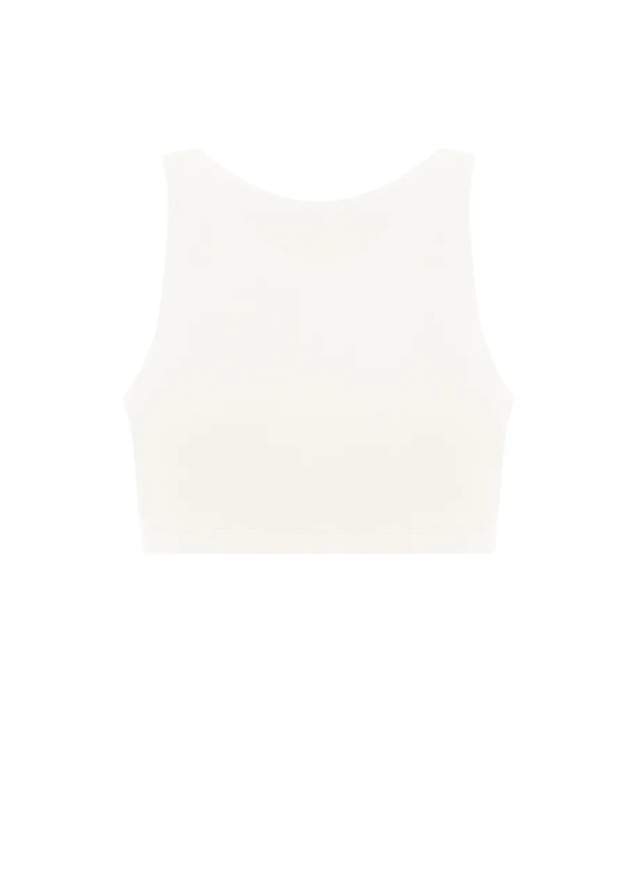 11 › Str/Cd Wear White cropped sleeveless tank top with wide straps.