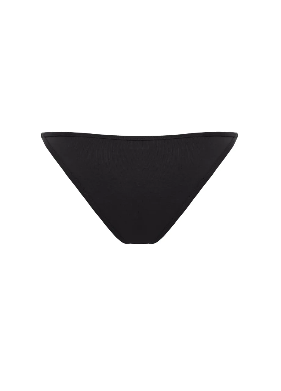 11 › Str/Cd Wear Black bikini bottom with a high-cut, V-shape front and smooth fabric