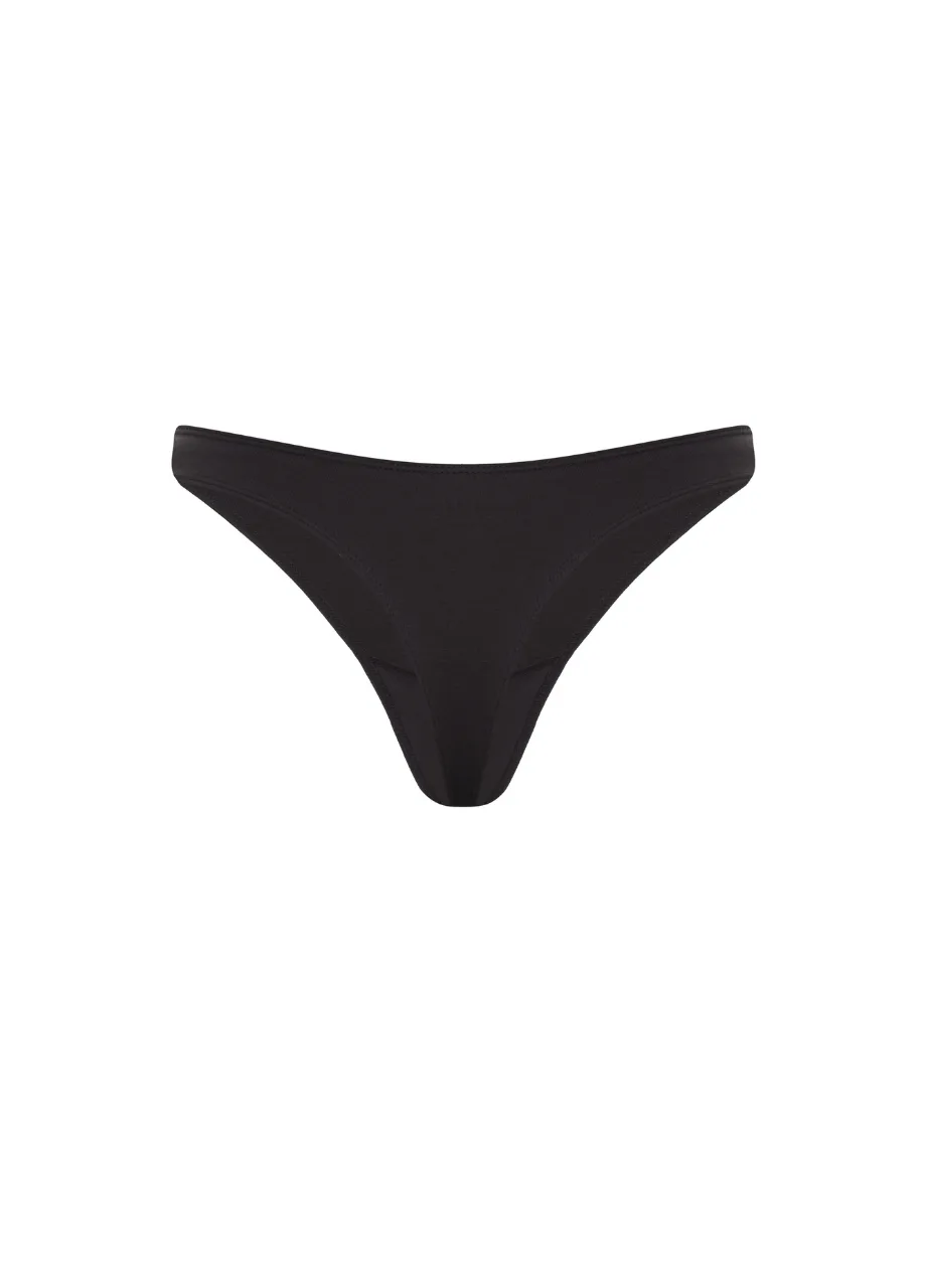 12 › Str/Cd Wear Black thong-style bikini bottom photographed on a white background