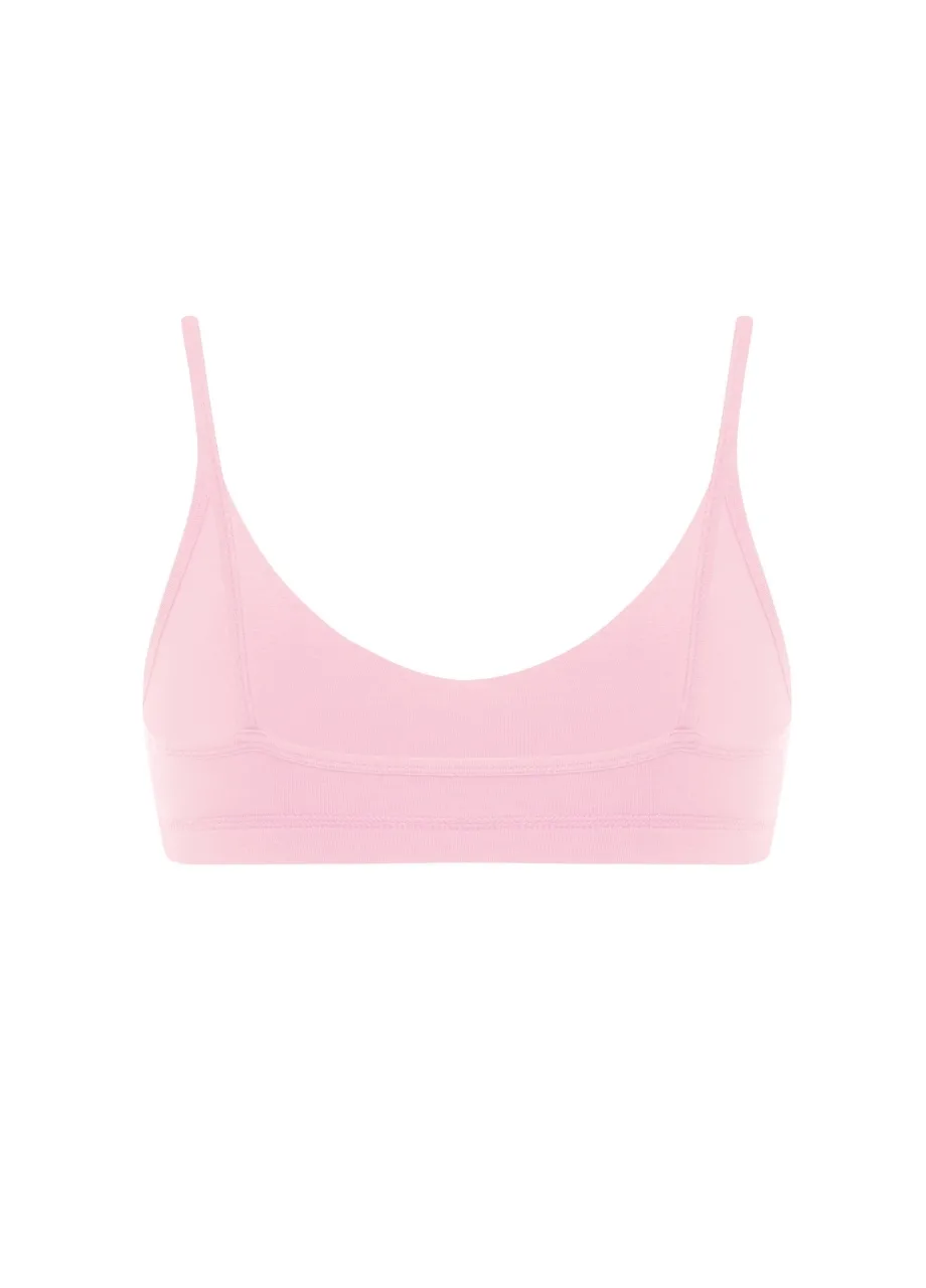 14 › Str/Cd Wear Light pink bralette with thin straps on a white background