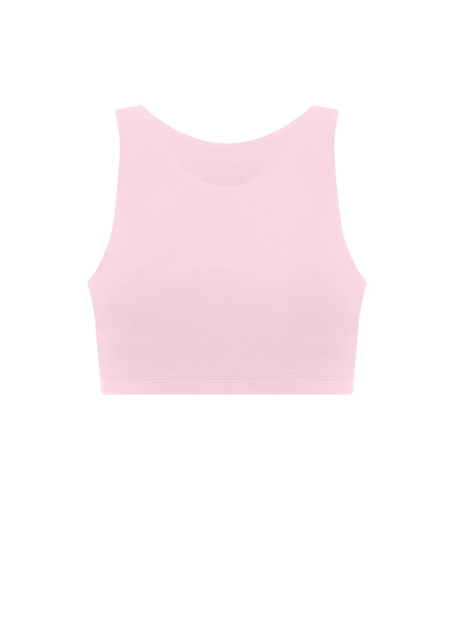 16 › Str/Cd Wear Pink sleeveless sports bra/crop top on a white background, seamless and soft-toned.