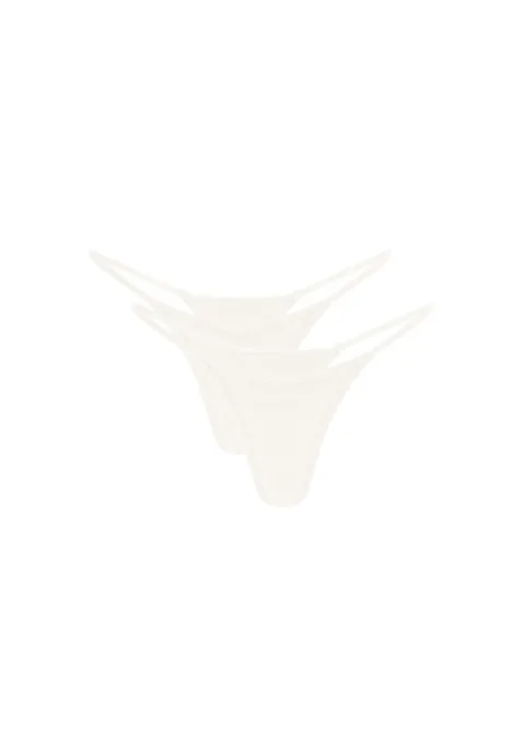 Three white disposable face masks arranged in a fan shape against a white background