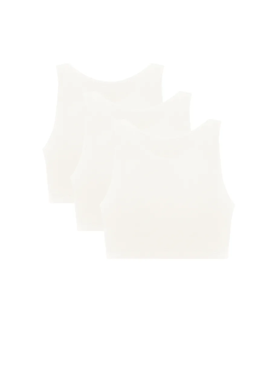 7 › Str/Cd Wear Three cream-colored sleeveless tank tops layered together on a white background.