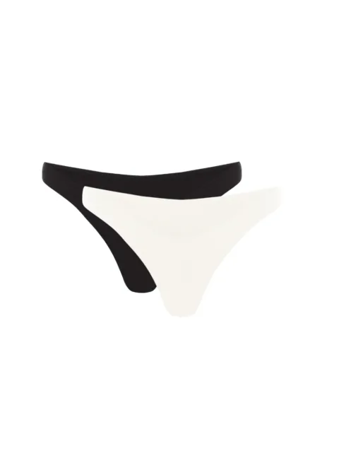 7 Two-tone thong bikini bottom in black and white.